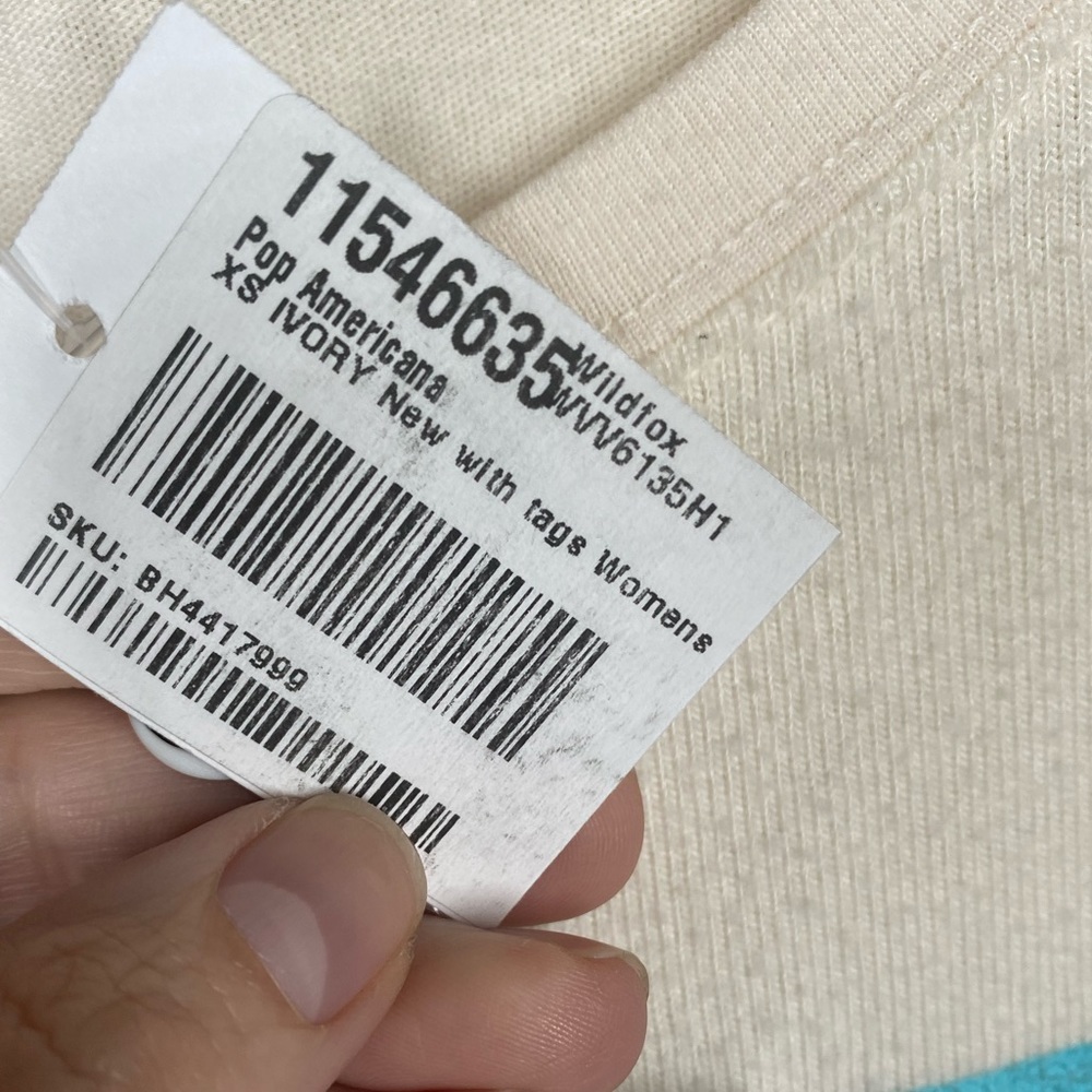 {NWT} Wildfox Flag Print Sweater Beige XS - Picture 7 of 8
